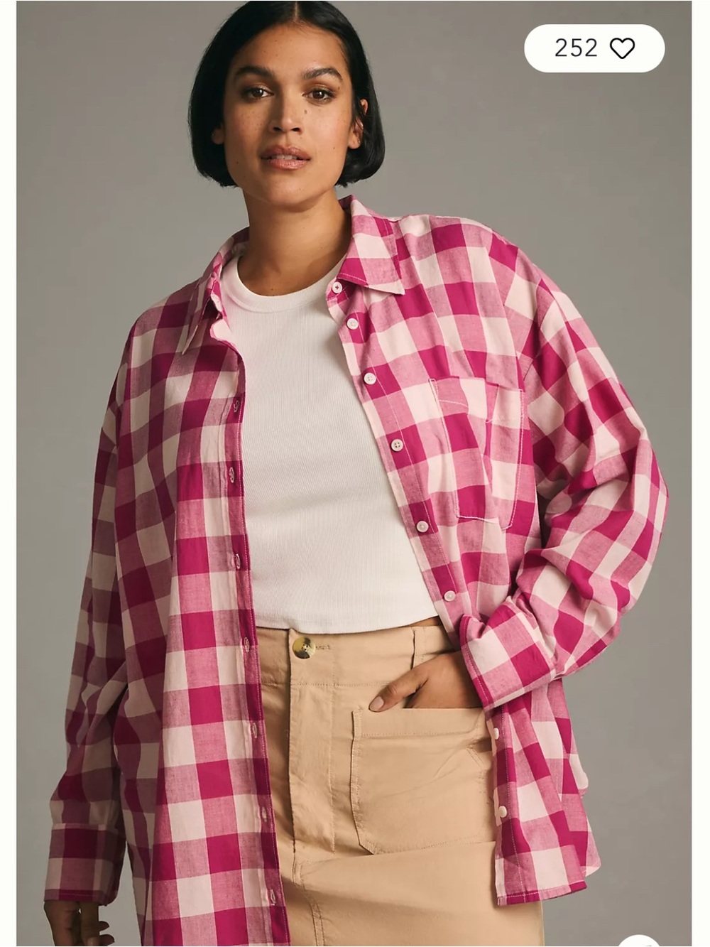 Anthro The Bennet Buttondown Shirt by Maeve: Buffalo Check Cotton Pink L